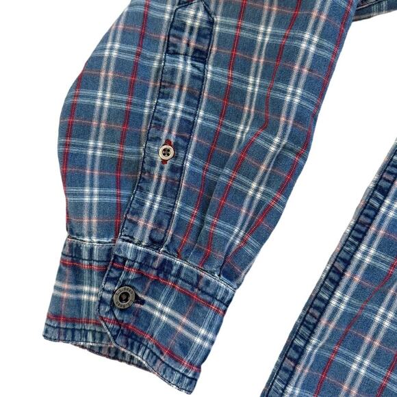 L.L. Bean Y2K Plaid Button Down Shirt, Blue/Red, Men's Size MEDIUM TALL - Picture 2 of 8